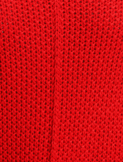 Pull grosse maille à manches 3/4 - Rouge - 3