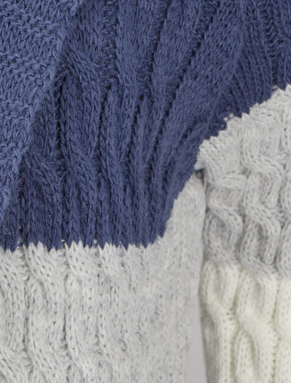 Gilet rayé à capuche - Bleu jean - 3