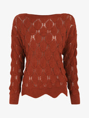 Pull en maille effet écaille - Rouille - 1
