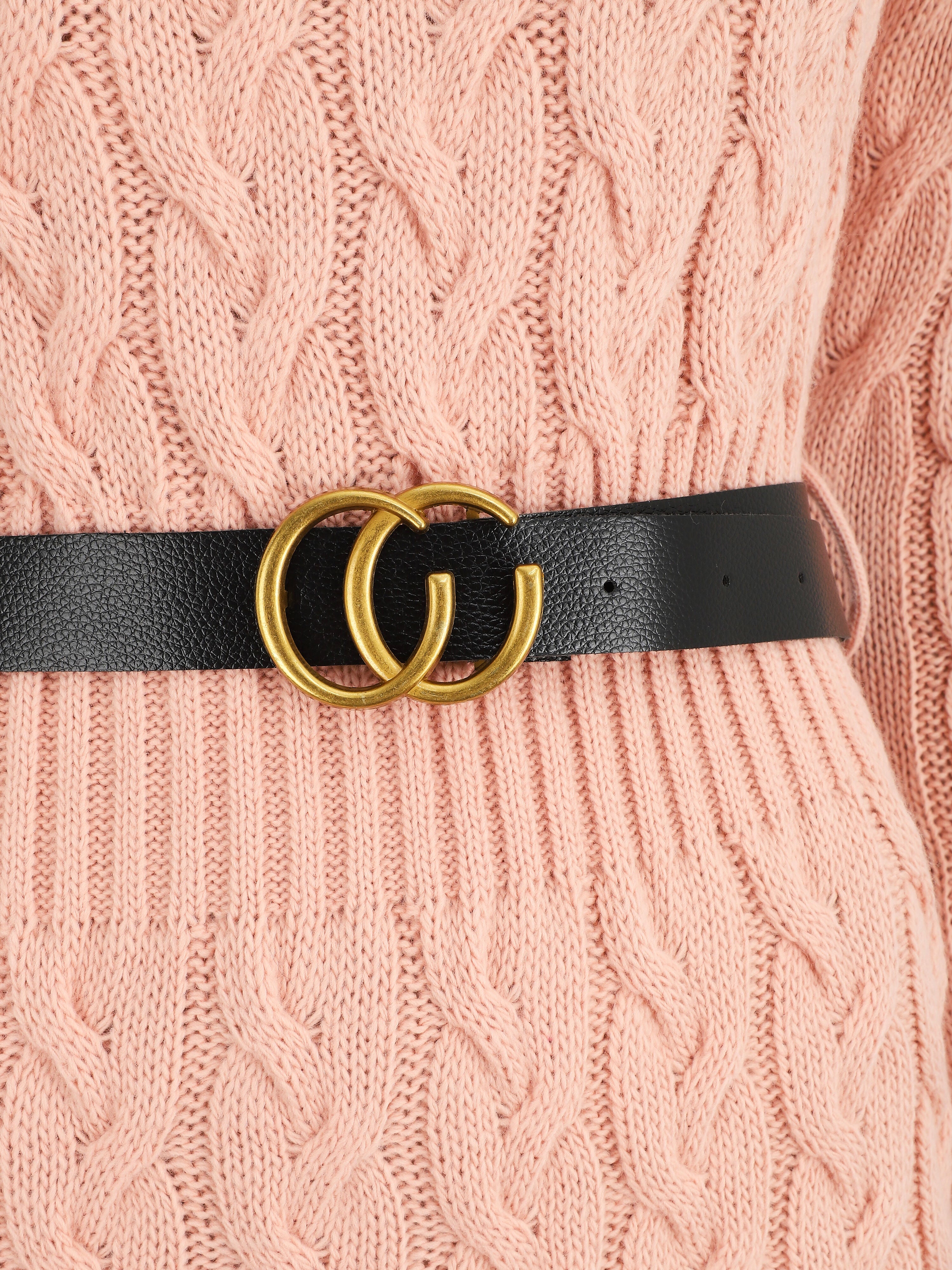 Robe pull courte effet tressé - Rose poudré - 3