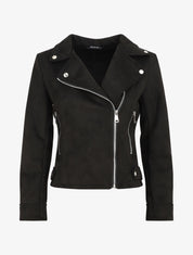 Veste style perfecto en suédine - Noir - 1