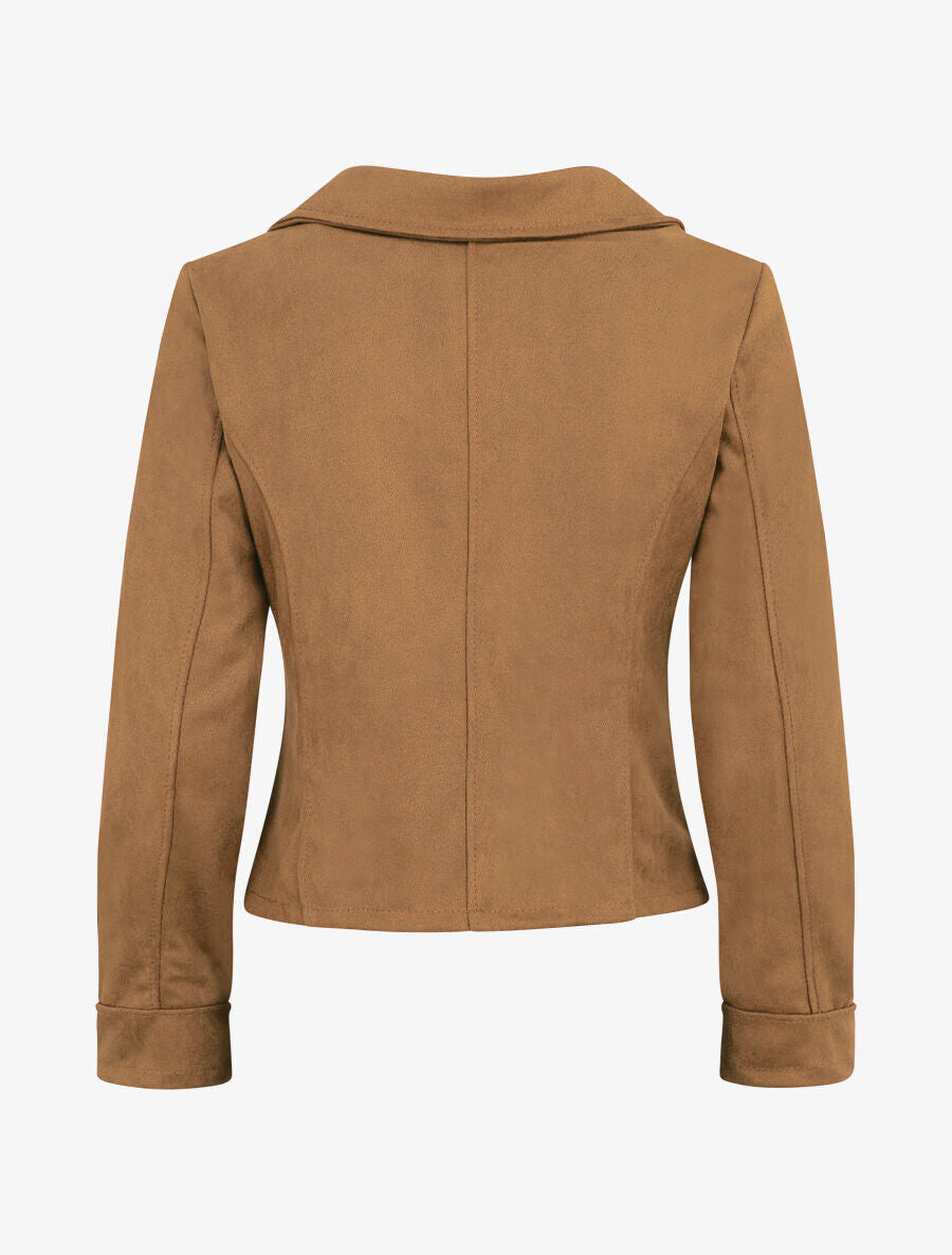 Veste style perfecto en suédine - Camel - 2