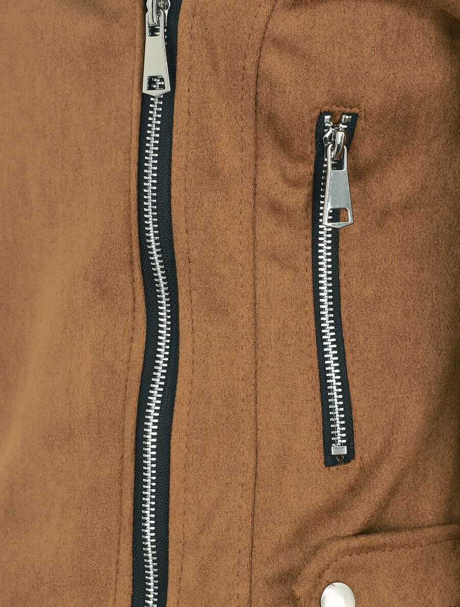 Veste style perfecto en suédine - Camel - 3