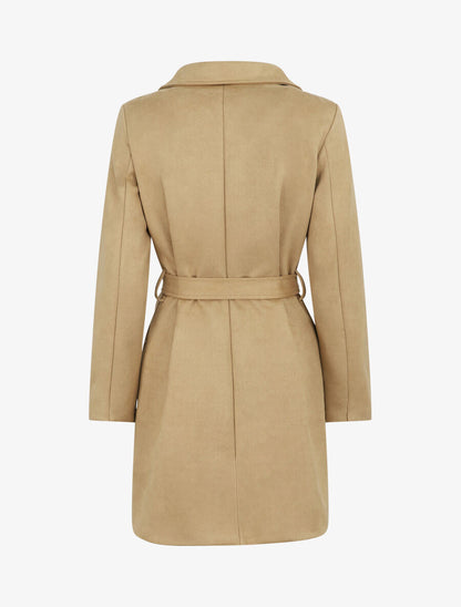 Trench mi-long zippé en suédine - Beige - 2