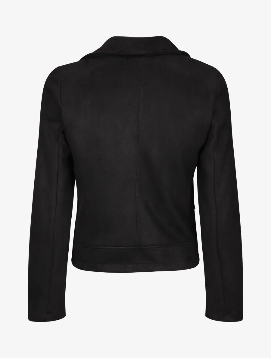 Veste style perfecto zippée en suédine - Noir - 2