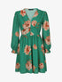 Robe courte patineuse imprimé grandes fleurs - Vert - 1