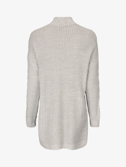 Gilet long ouvert en maille - Gris - 2