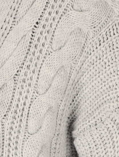 Gilet long ouvert en maille - Gris - 3