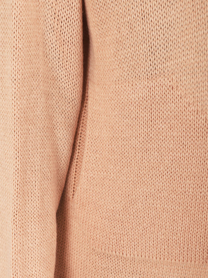 Gilet mi-long ouvert en maille - Rose - 3