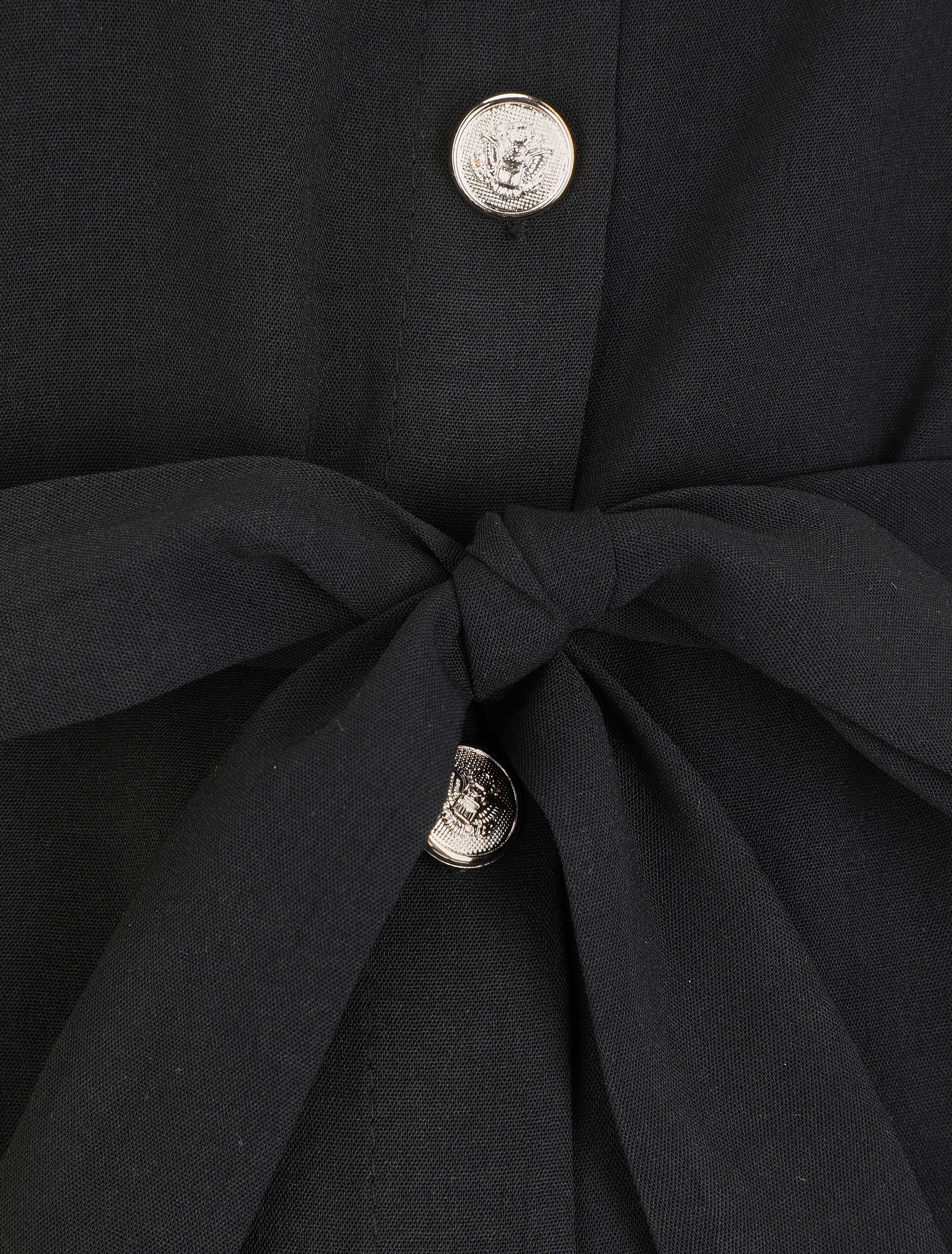Robe chemise unie à manches longues - Noir - 3