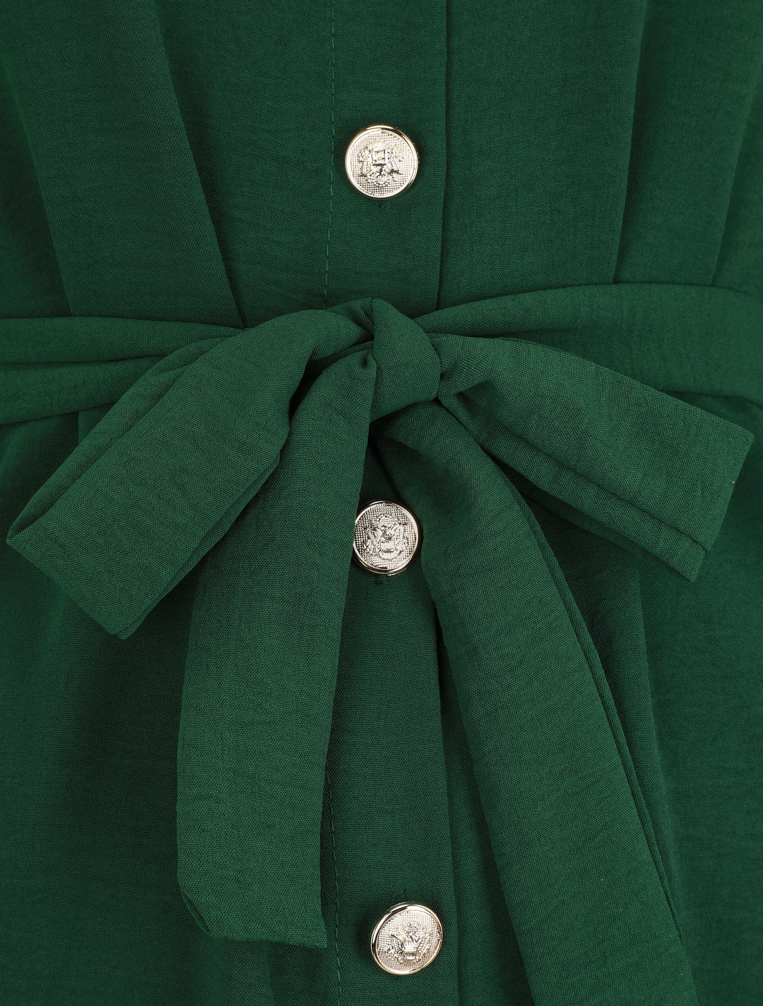 Robe chemise unie à manches longues - Vert - 3