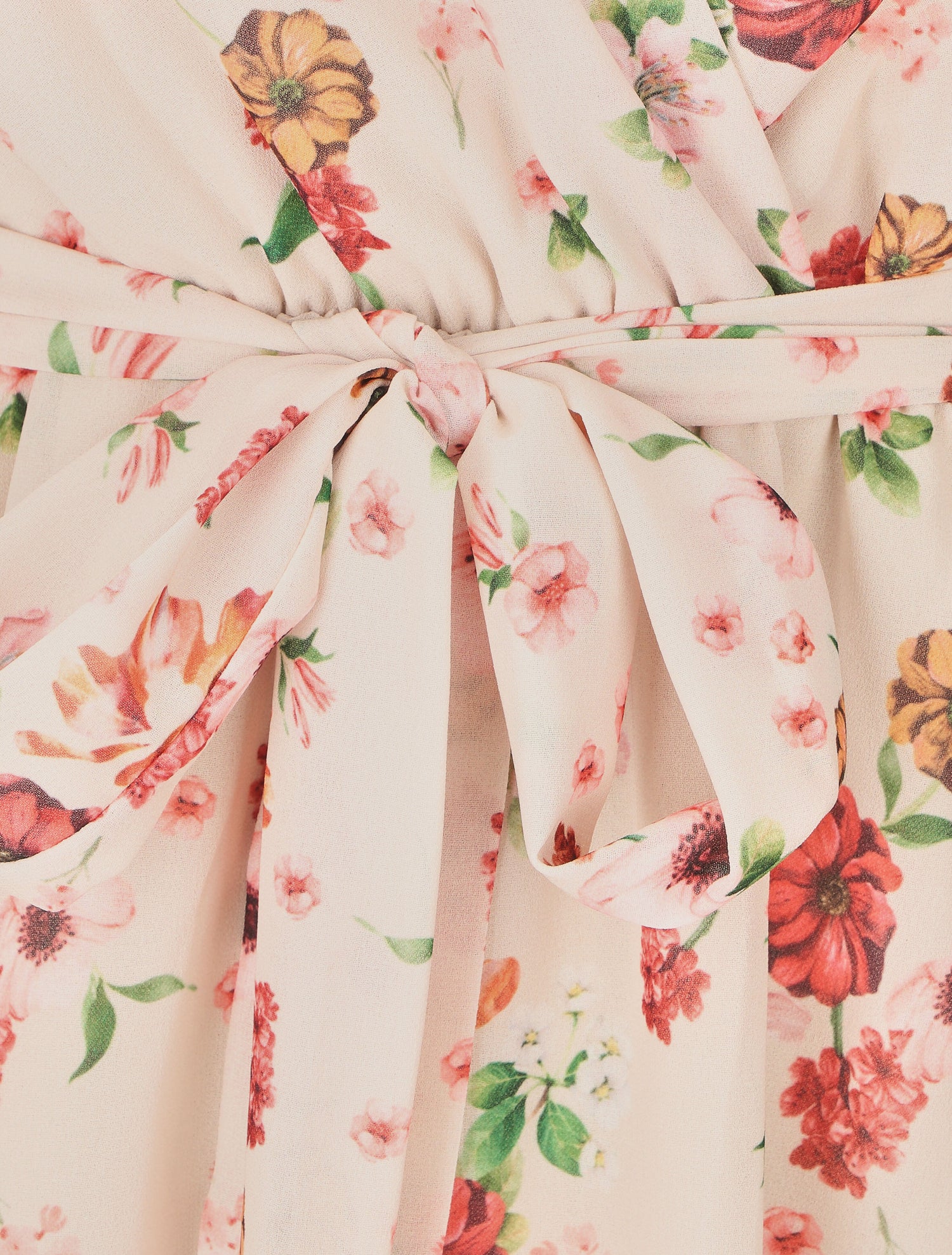 Robe cache-coeur à imprimé fleurie - Beige - 3