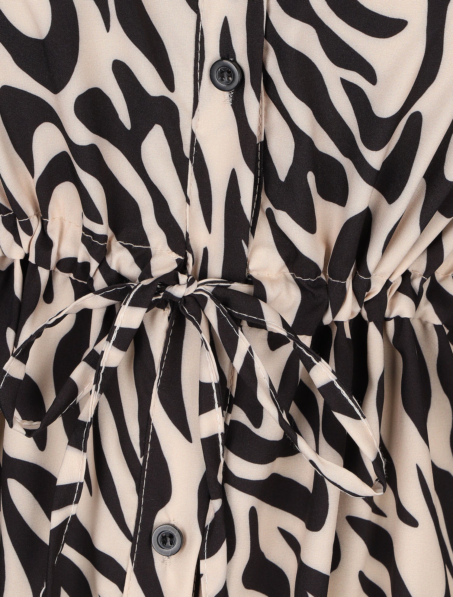 Robe chemise à taille élastiquée imprimé animal - Noir - 3