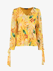 Top col V imprimé feuilles - Jaune - 5