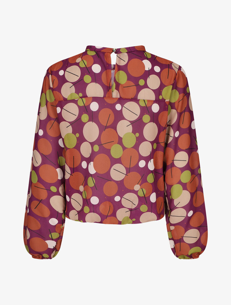 Blouse en voile imprimé rétro - Mauve - 2