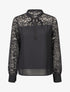 Blouse à manches longues ajourées en dentelle - Noir - 4