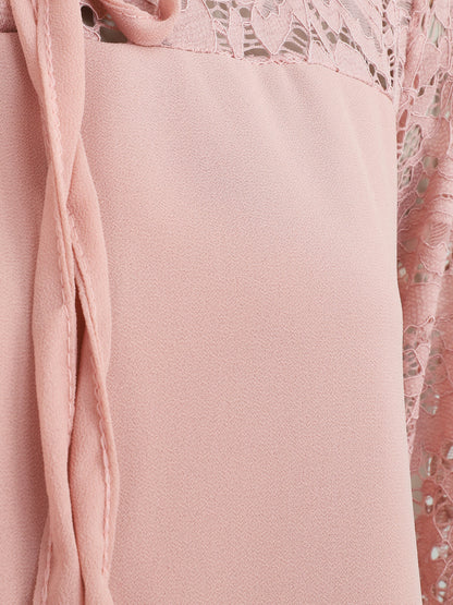 Blouse à manches longues ajourées en dentelle - Vieux rose - 3