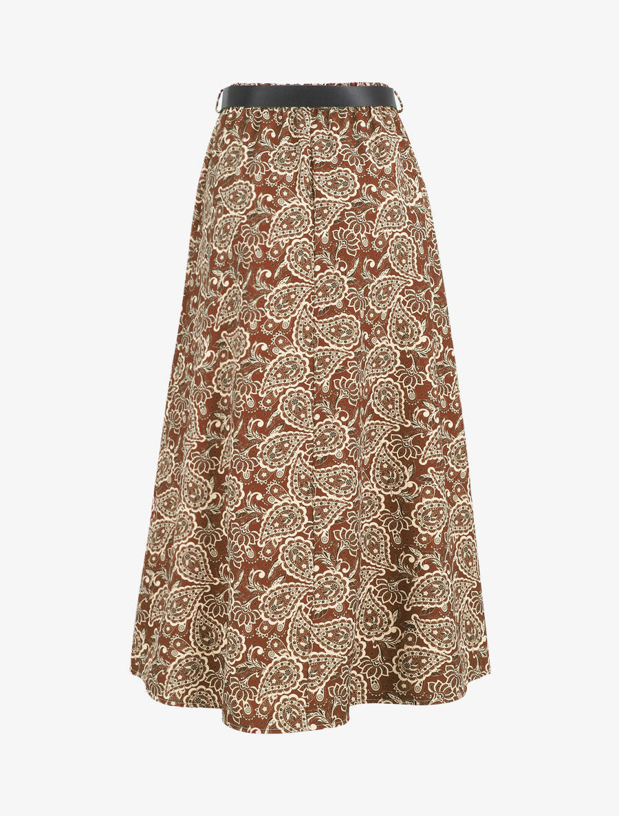 Jupe longue imprimé fleurs baroques - Marron - 2