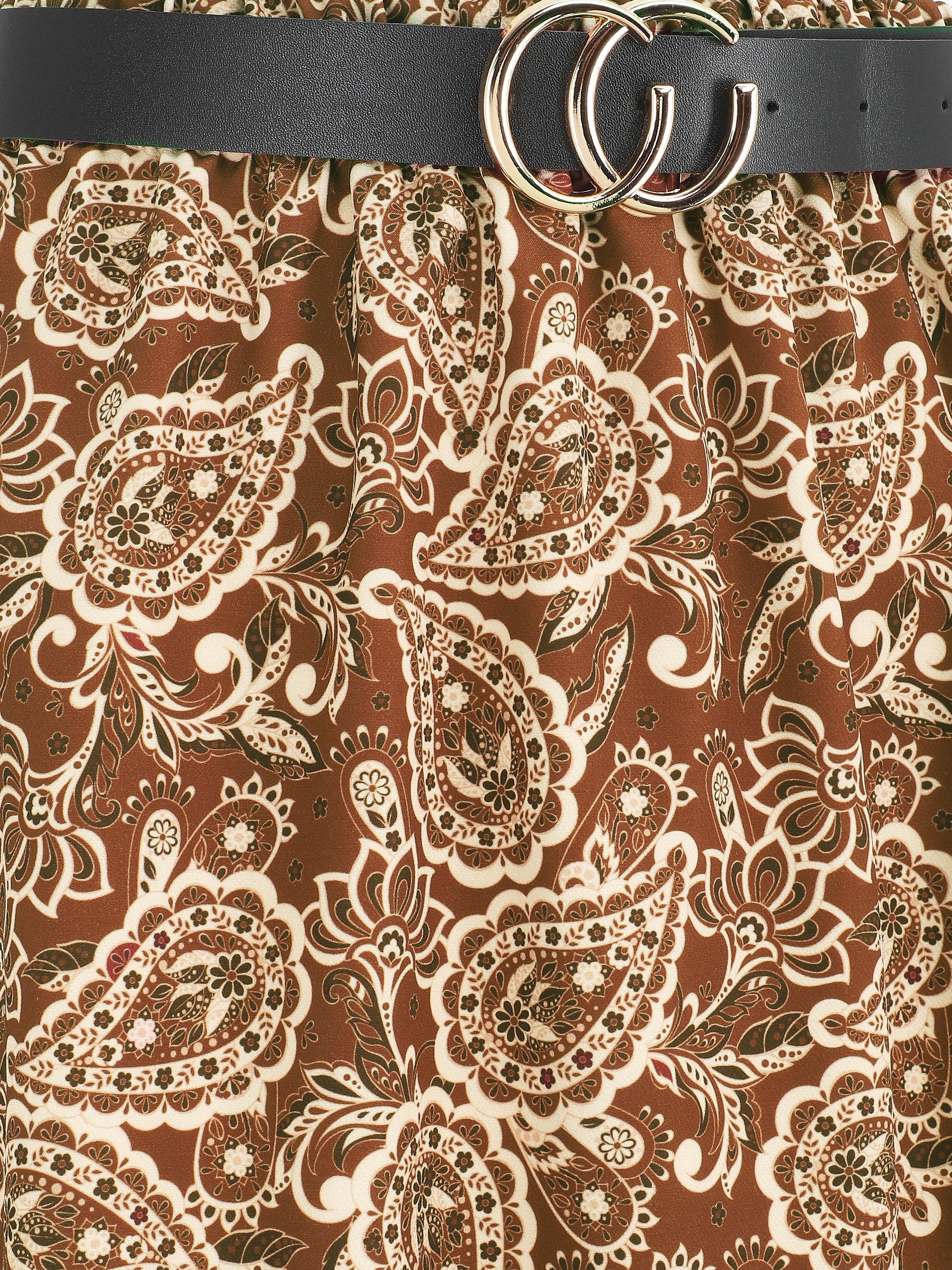 Jupe longue imprimé fleurs baroques - Marron - 3