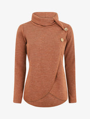Pull droit boutonné à col roulé - Camel - 1