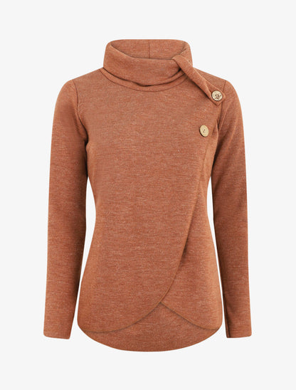 Pull droit boutonné à col roulé - Camel - 1