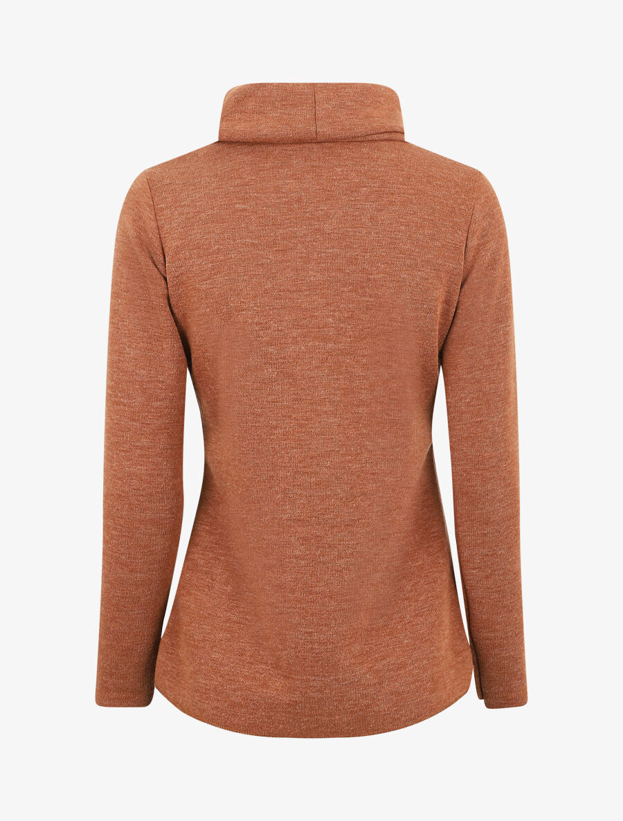 Pull droit boutonné à col roulé - Camel - 2
