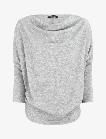 Pull loose col bénitier - Gris clair - 1