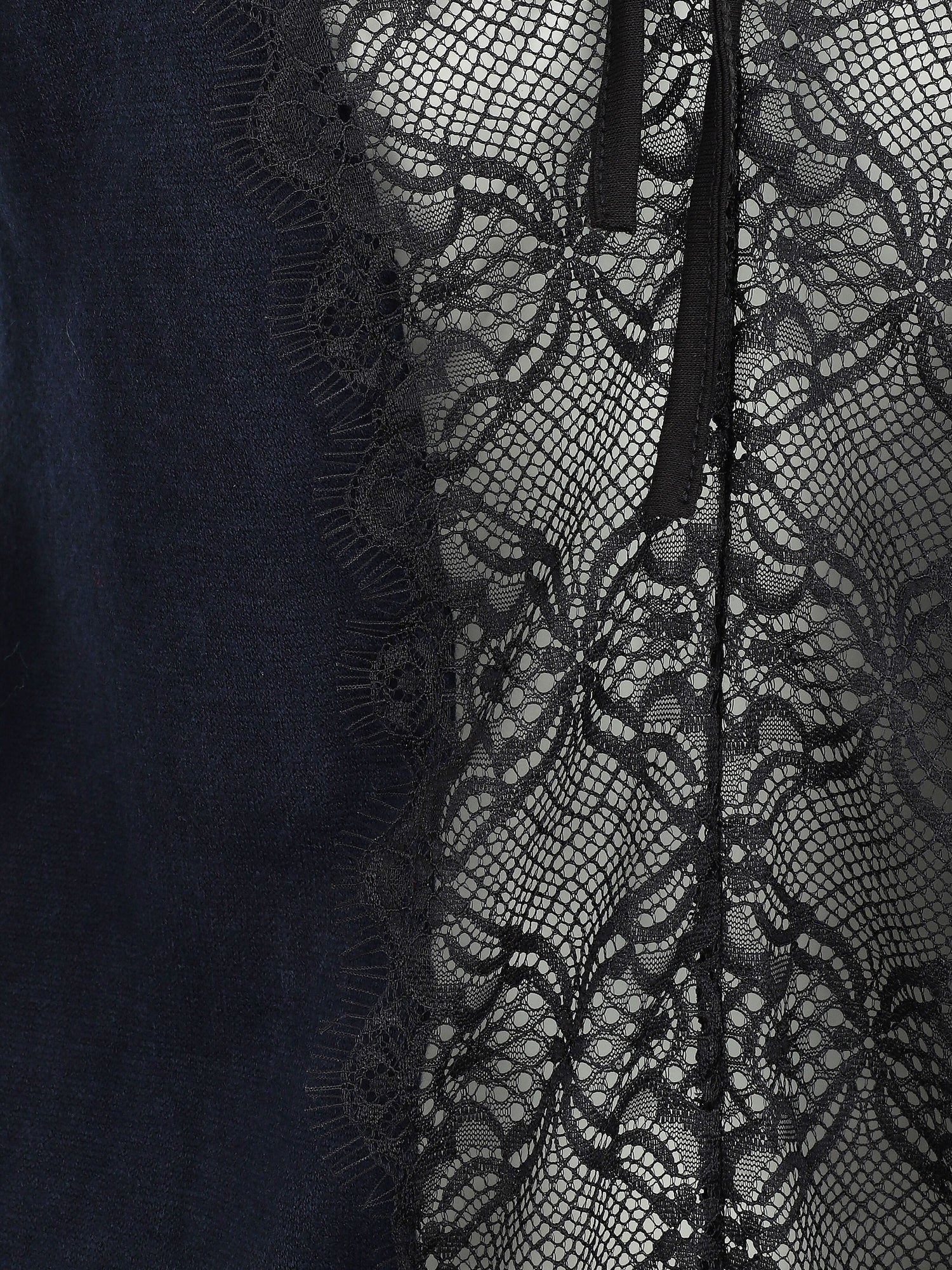 Pull droit à dos en dentelle - Bleu nuit - 3