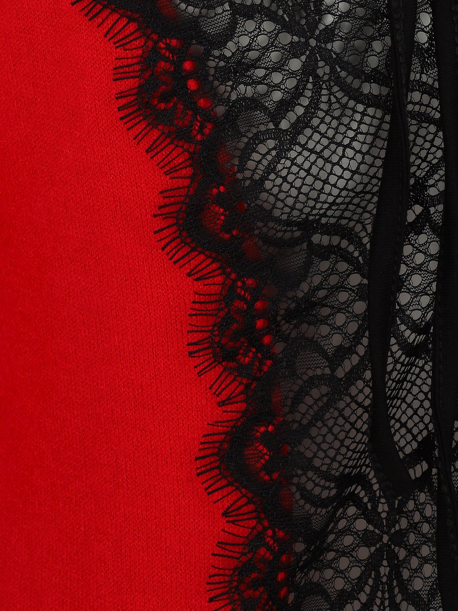 Pull droit à dos en dentelle - Rouge - 3