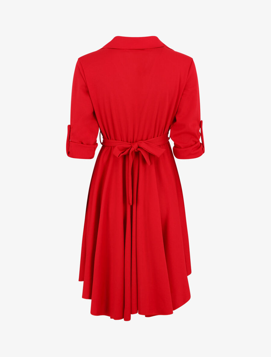Robe chemise coupe patineuse - Rouge - 2