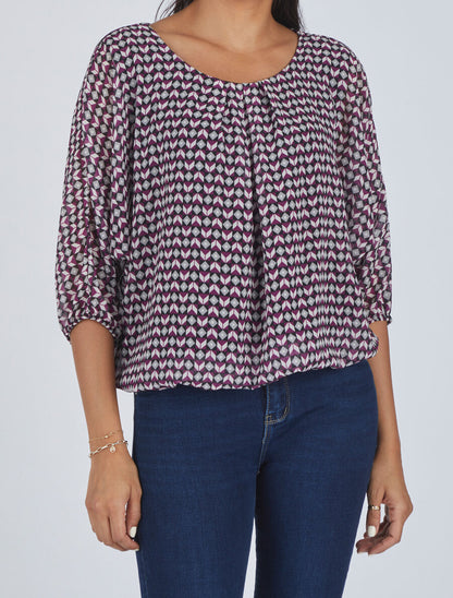 Blouse imprimé mosaïque - Violet - 4