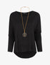 Pull chauve-souris à bas asymétrique - Noir - 4