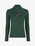 Pull fin à col montant et boutons décoratifs - Vert sapin - 1