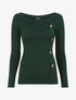 Pull fin à boutons décoratifs - Vert foncé - 1