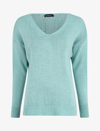Pull droit dos stylisé - Bleu clair - 5