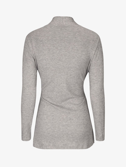 Gilet mi-long uni et ceinturé - Gris - 2