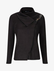 Pull col montant et crochet décoratif - Noir - 4