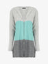 Gilet mi-long rayé à capuche - Bleu clair/gris - 1