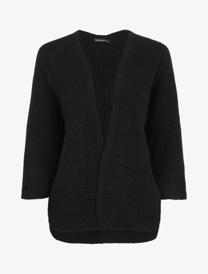 Gilet mi-long ouvert uni - Noir - 1