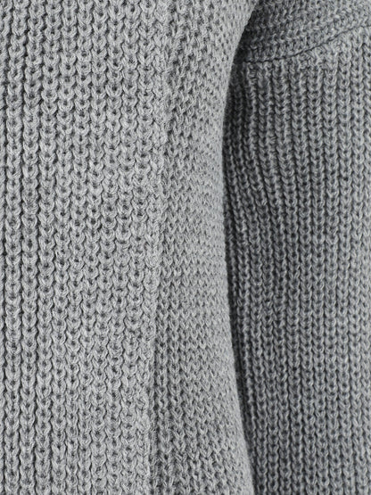 Gilet long ouvert à col rabat - Gris - 3