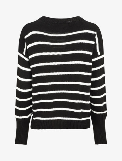 Pull rayé à coeur - Noir - 2