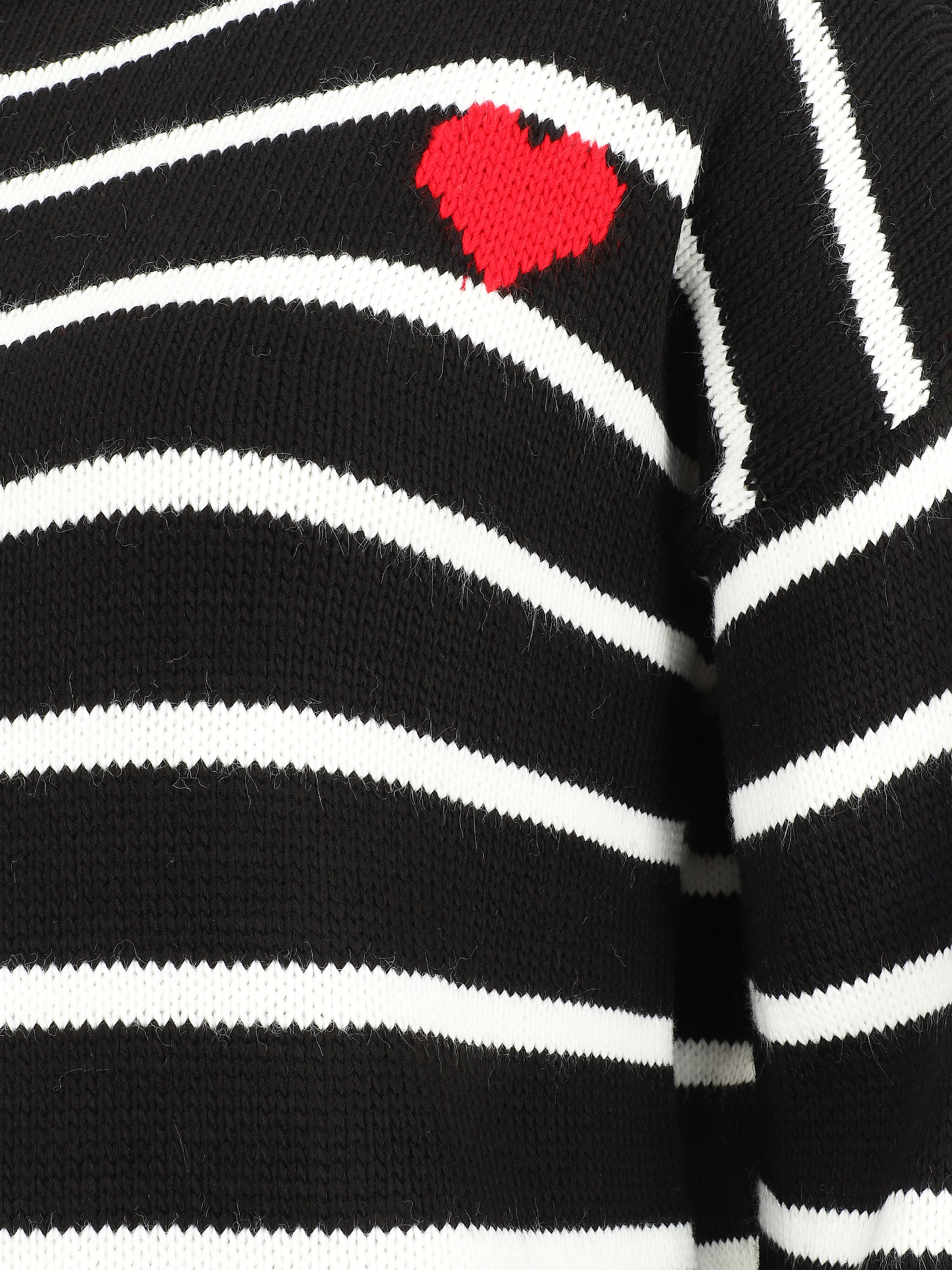 Pull rayé à coeur - Noir - 3