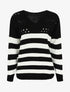 Pull ajourée à rayures - Noir/blanc - 1