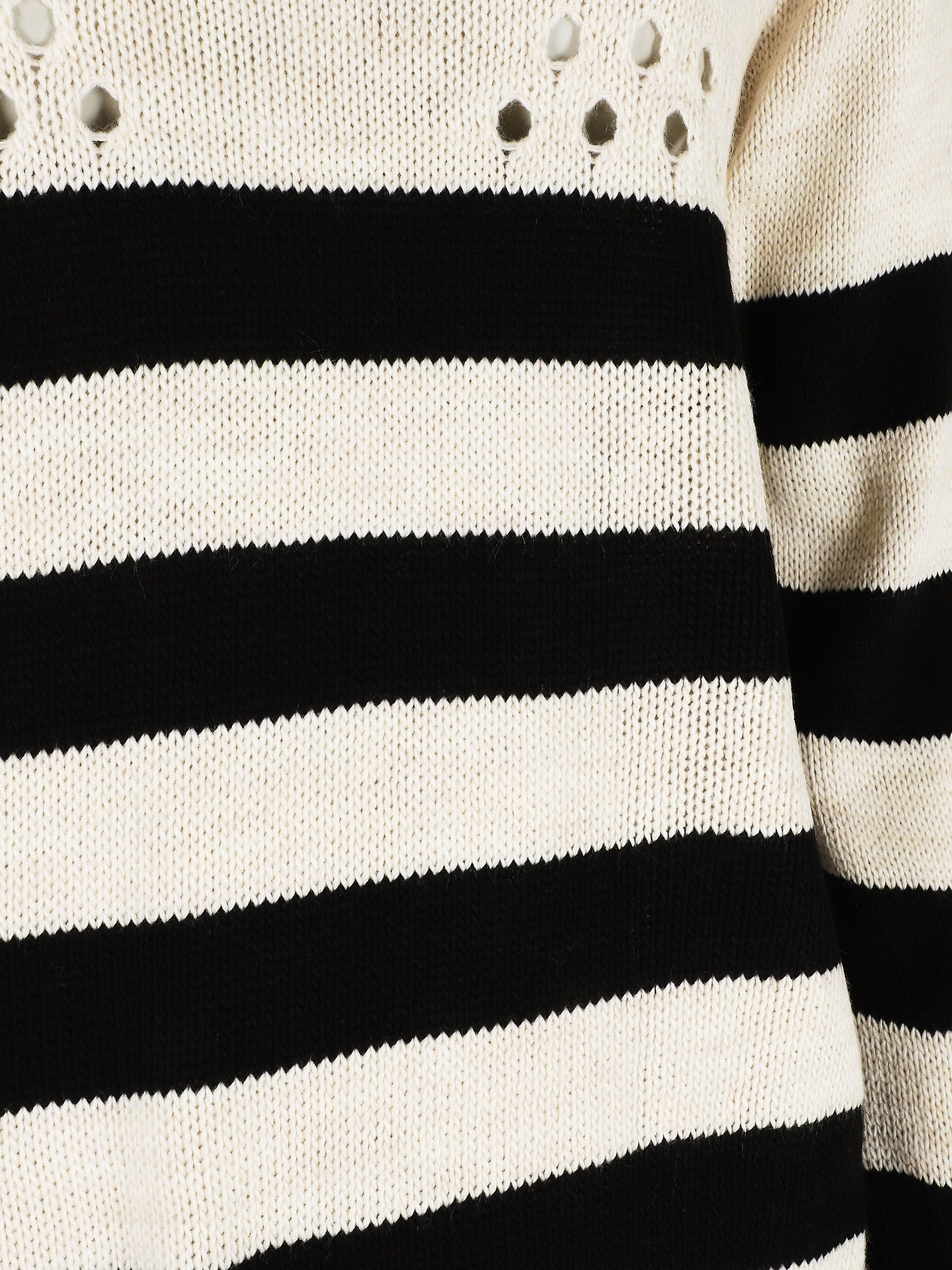 Pull ajourée à rayures - Noir/beige - 3