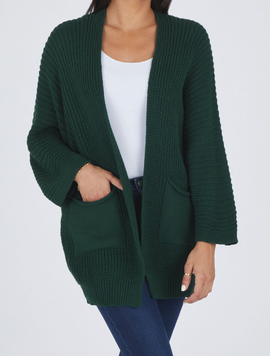Gilet mi-long ample - Vert sapin - 4