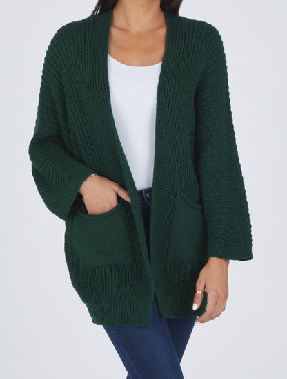 Gilet mi-long ample - Vert sapin - 4