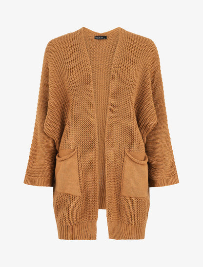 Gilet mi-long ample - Camel - 1