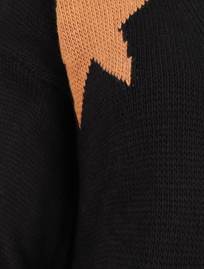 Gilet mi-long ouvert à imprimé étoiles - Noir - 3
