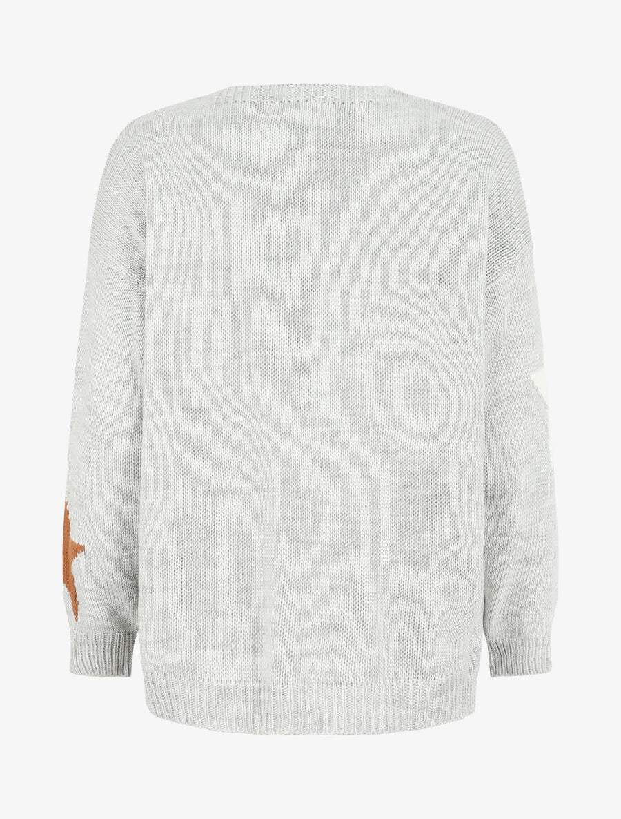 Gilet mi-long ouvert à imprimé étoiles - Gris - 2