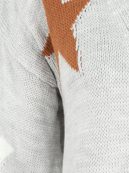 Gilet mi-long ouvert à imprimé étoiles - Gris - 3